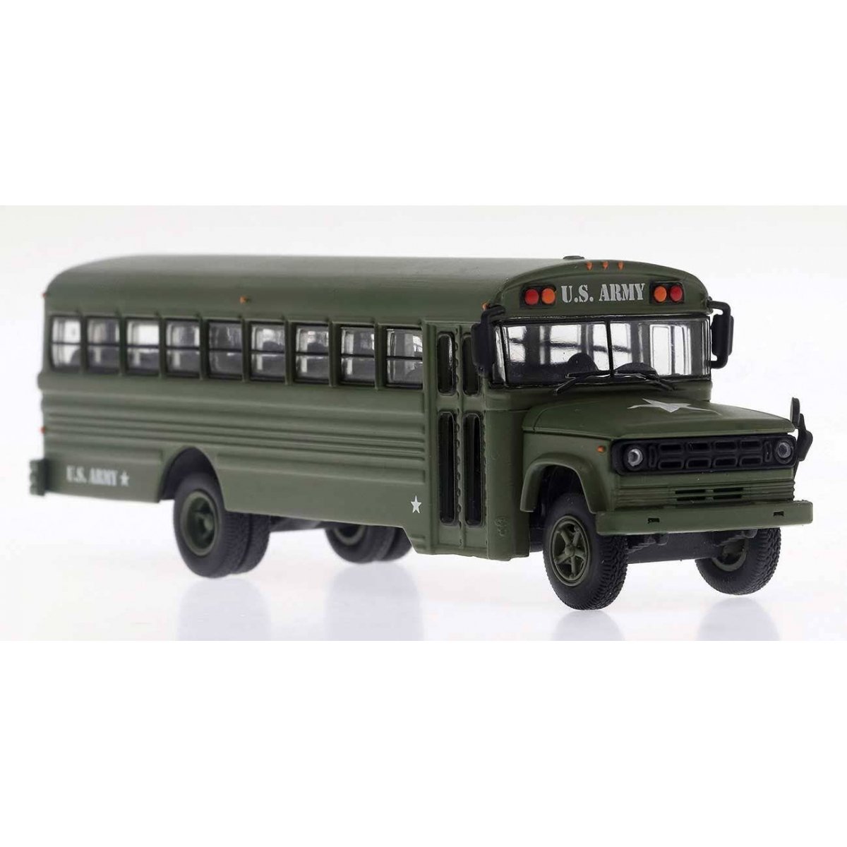 1960s-1970s Dodge S 600 Bus - Assembled -- United States Army (green), HO Brekina Automodelle 61331