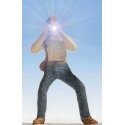 Railfan Photographer with Working Camera Flash -- Blue Pants, HO, East Coast Circuits 95105