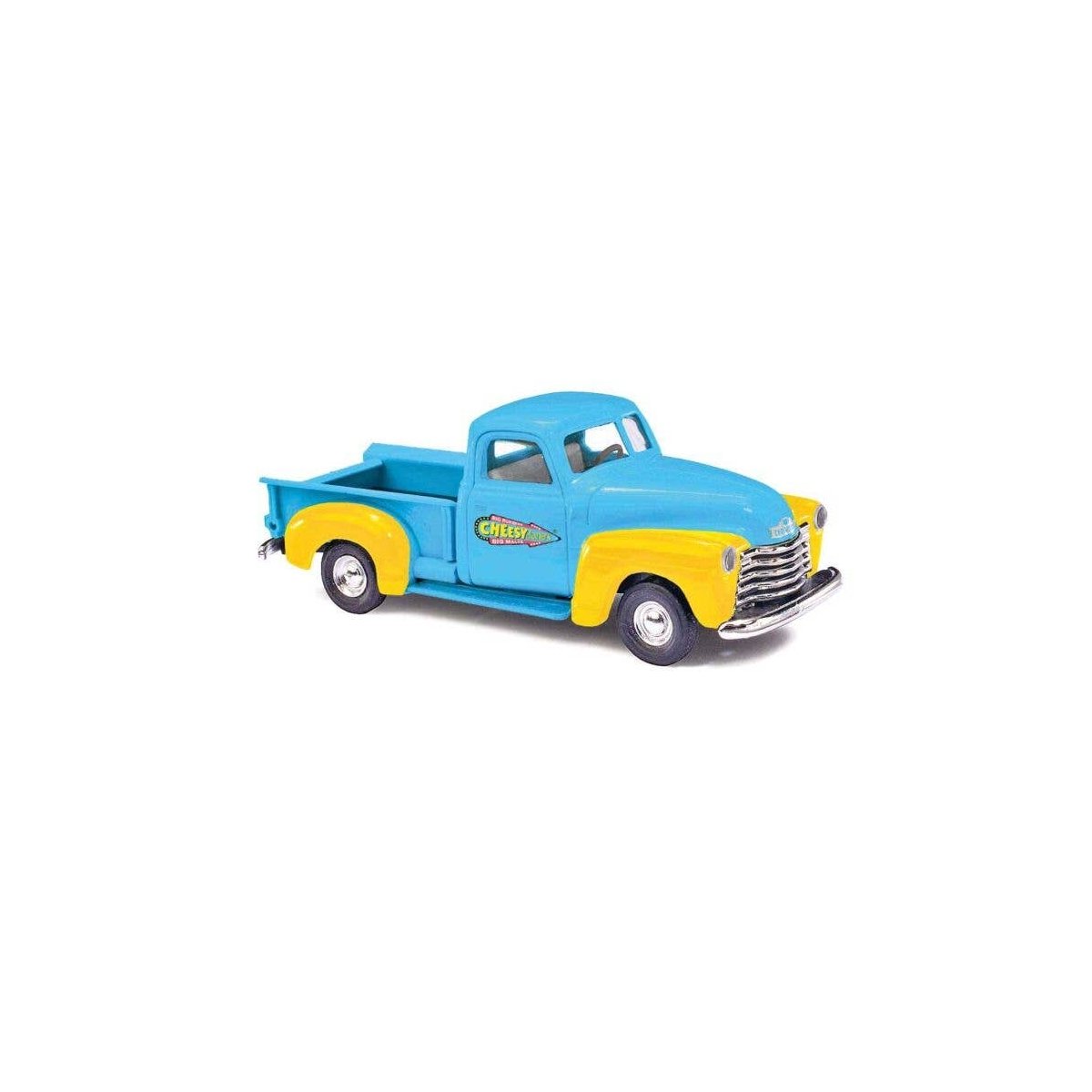 1950 Chevrolet Pickup Truck - Assembled -- Cheesy Jane′s (blue, yellow), HO, Busch Gmbh & Co Kg 48244