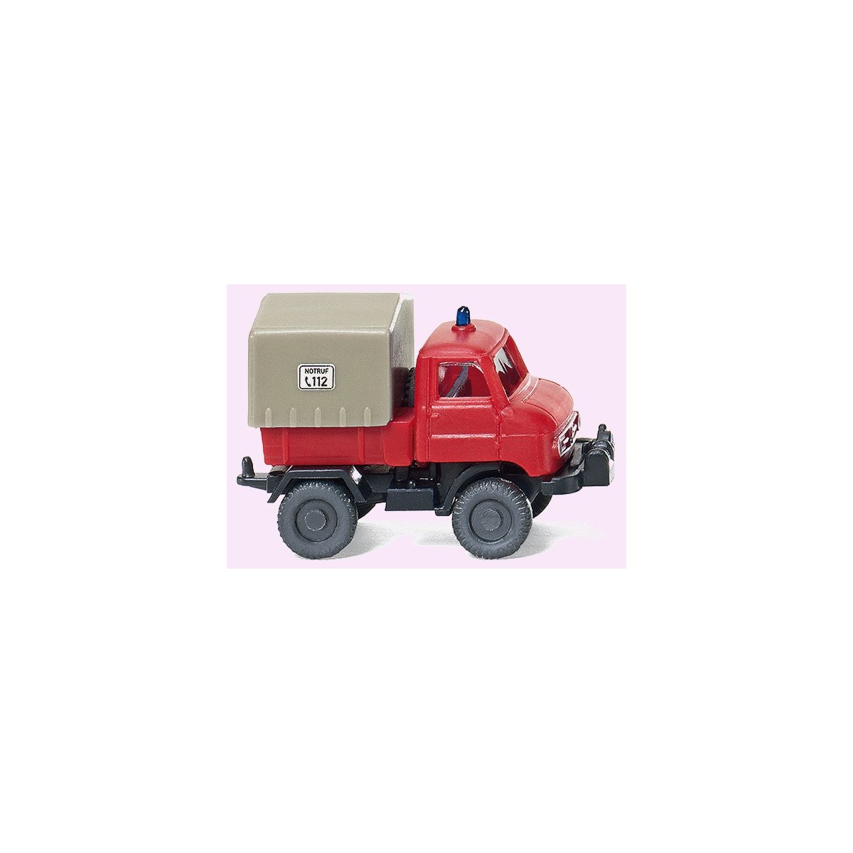 Unimog U 411 Delivery Truck - Assembled -- Fire Department (red, tan Bed Cover, German Lettering), N, Wiking 97202