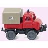 Unimog U 411 Delivery Truck - Assembled -- Fire Department (red, tan Bed Cover, German Lettering), N, Wiking 97202