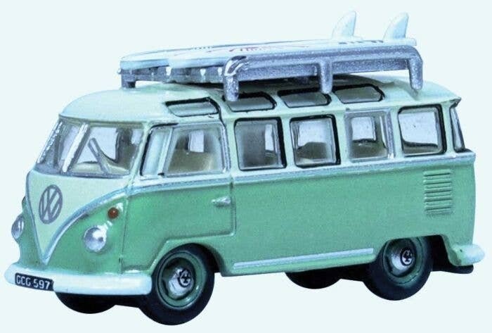 1951 Volkswagen T1 Samba Passenger Van - Assembled -- Turquoise, White, N, Oxford Diecast NVWS005
