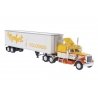 1973 Peterbilt 359 Sleeper Cab Tractor w/Reefer Trailer - Assembled -- Monfort (yellow, orange, w, HO, Brekina Automodelle 85719