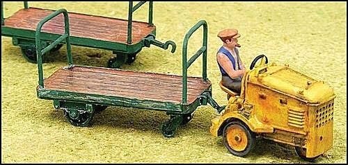 Clarkat Baggage Tug & Trailers - Cast-Metal Kit -- Unpainted, HO, GHQ 61012
