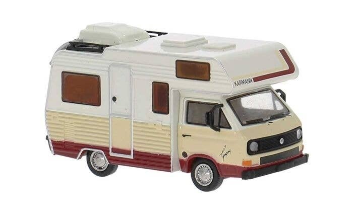 Volkswagen T3 Karmann Gipsy Camper - Assembled -- White, Tan, Brown, HO, Brekina Automodelle 33975