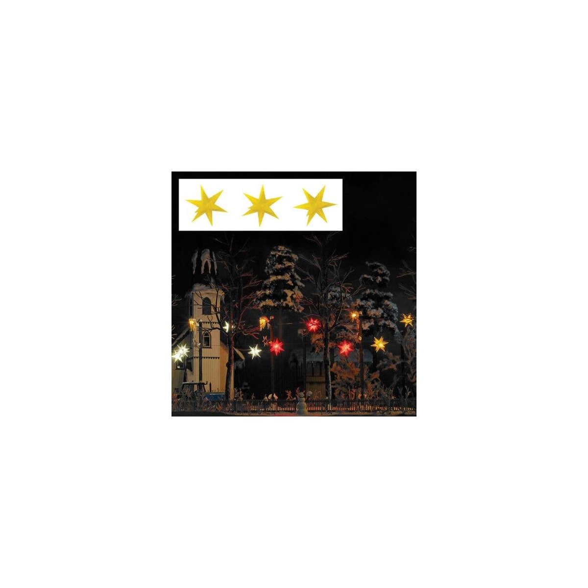 Illuminated Star -- Yellow pkg(3), HO, Busch Gmbh & Co Kg 5415