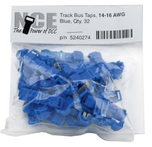 Track Bus Taps -- Blue pkg(32), All Scales, NCE Corporation 274