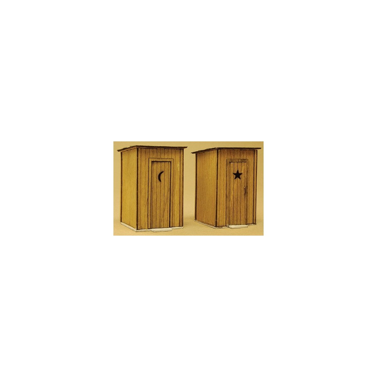 Outhouse pkg(2) - Kit (Laser-Cut Wood) -- 13/16 x 13/16 x 1-1/8′, HO GCLaser 1145