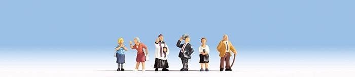 Church Bells w/Speaker & Figures -- Church Bell Sounds & 6 People, HO, Noch Gmbh & Co 12860