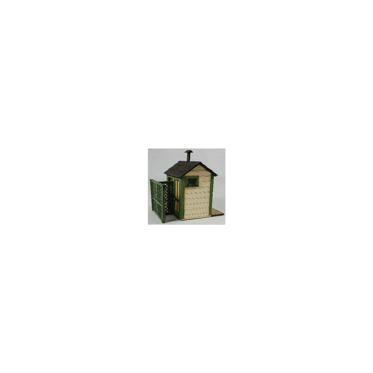 2-Stall Privy -- Laser-Cut Kit - 1-1/4 x 1-11/16 x 1-11/16′ 3.2 x 4.3 x 4.3cm, HO GCLaser 19100