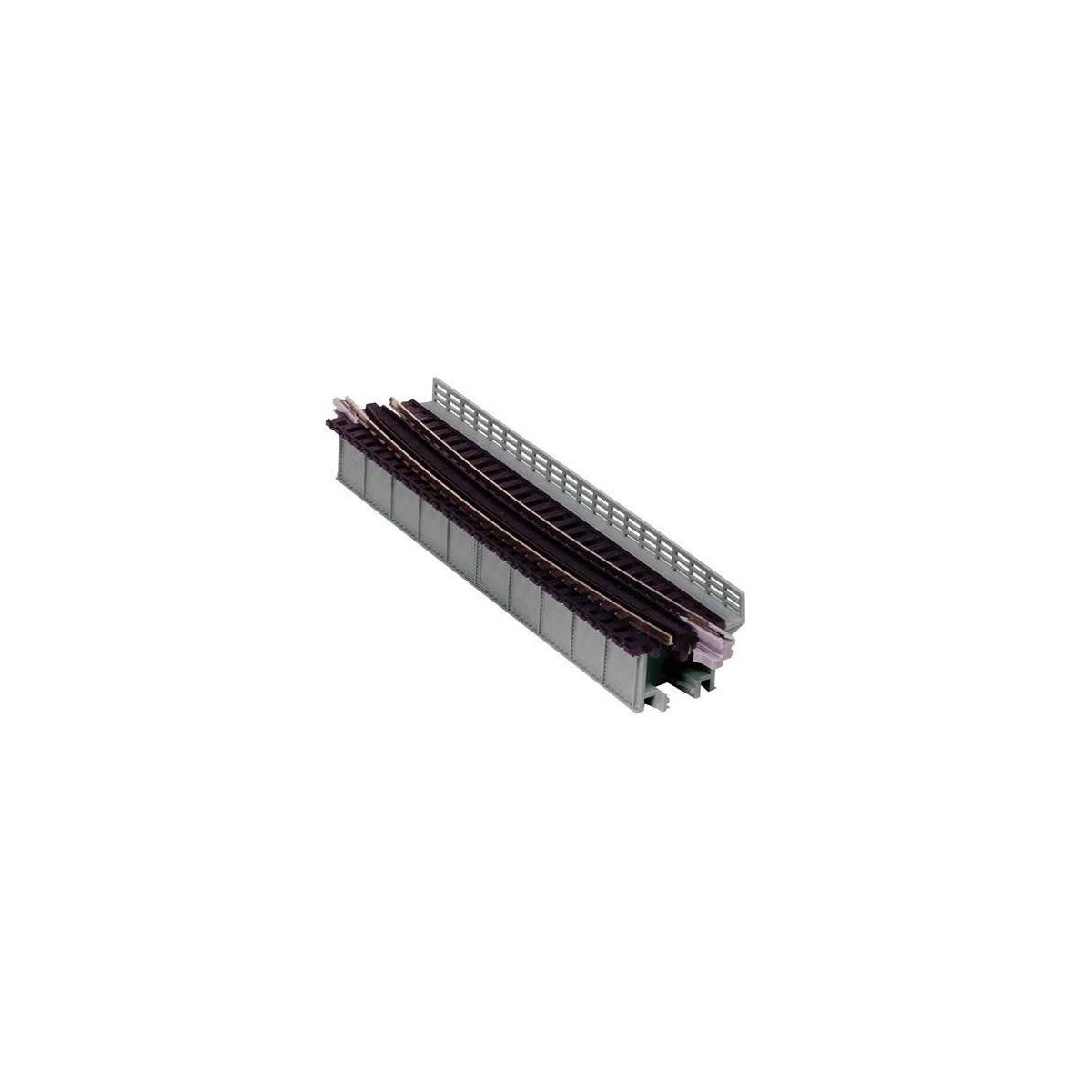 Single-Track Curved Deck-Girder Bridge, Code 80 Track - Assembled - Unitrack -- 17-5/8′ 448mm Radius, 15 Degrees (gray), N Kat