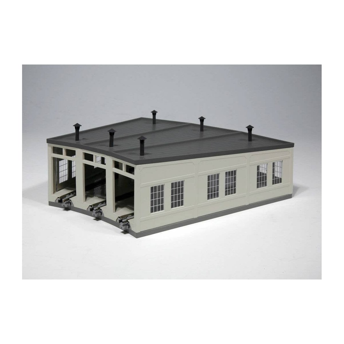 Three-Stall Concrete Roundhouse -- Kit - 7-7/8′ 20cm Deep, 10-Degree Stalls, N Kato USA Inc 23240