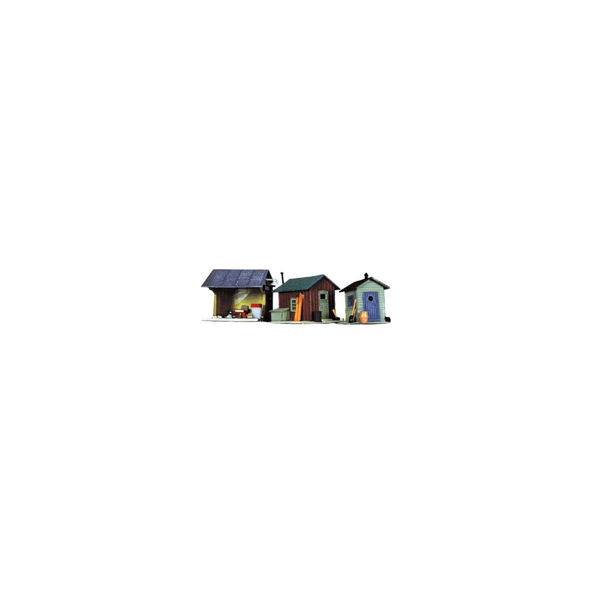 Trackside Shanties -- Kit - 3 Different Shacks, HO Life-Like Products 1348