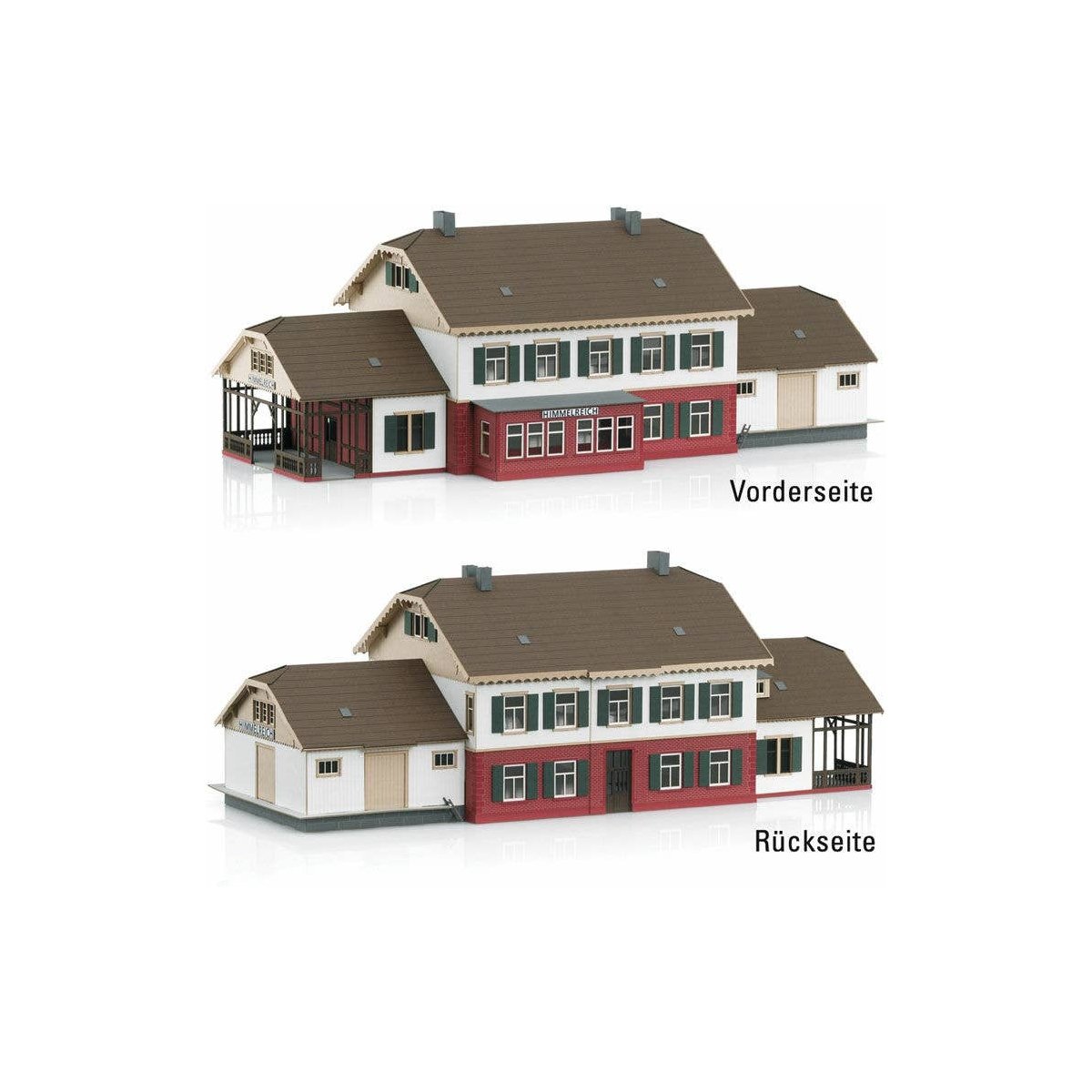 Himmelreich Train Station -- Laser-Cut Card Kit - 5-3/4 x 15-1/8 x 5-1/4′ 38.4 x 14.7 x 13.4cm, HO Marklin, Inc 72793