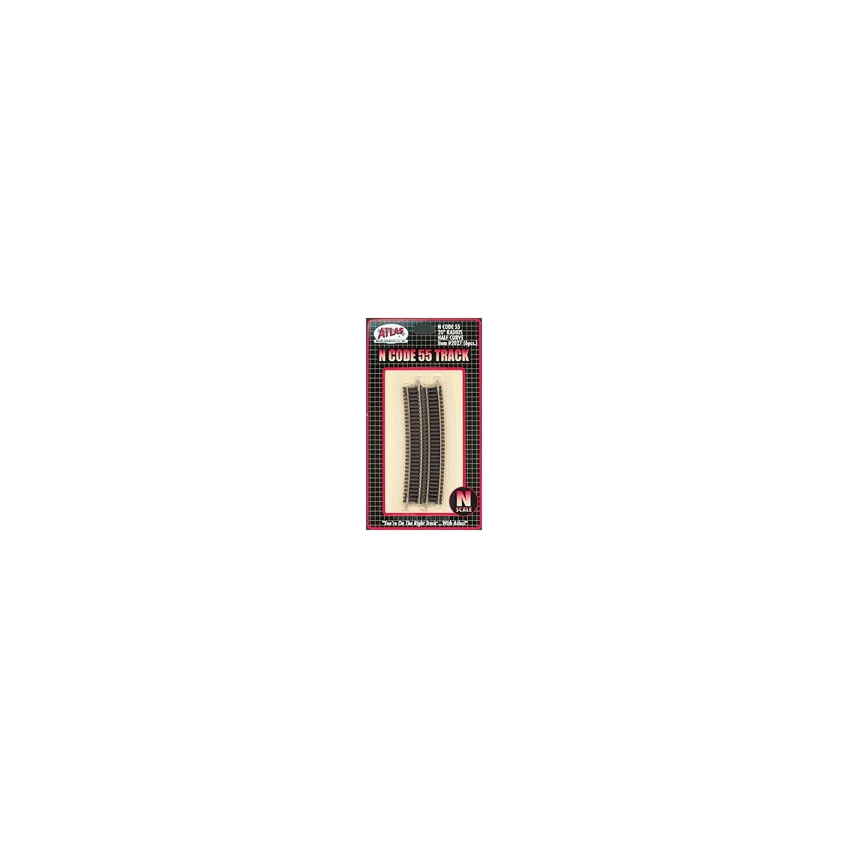 Code 55 Track w/Nickel-Silver Rail & Brown Ties -- 20′ Radius Half Curve pkg(6), N Atlas Model Railroad Co. 2027
