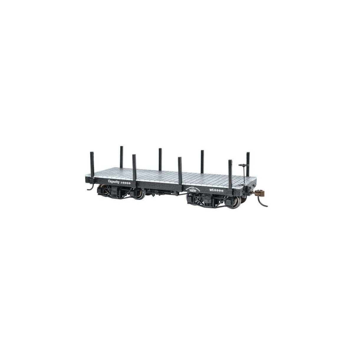 18′ Wood Flatcar - Spectrum(R) -- Data Only (black) pkg(2), On30, Bachmann Industries 26512