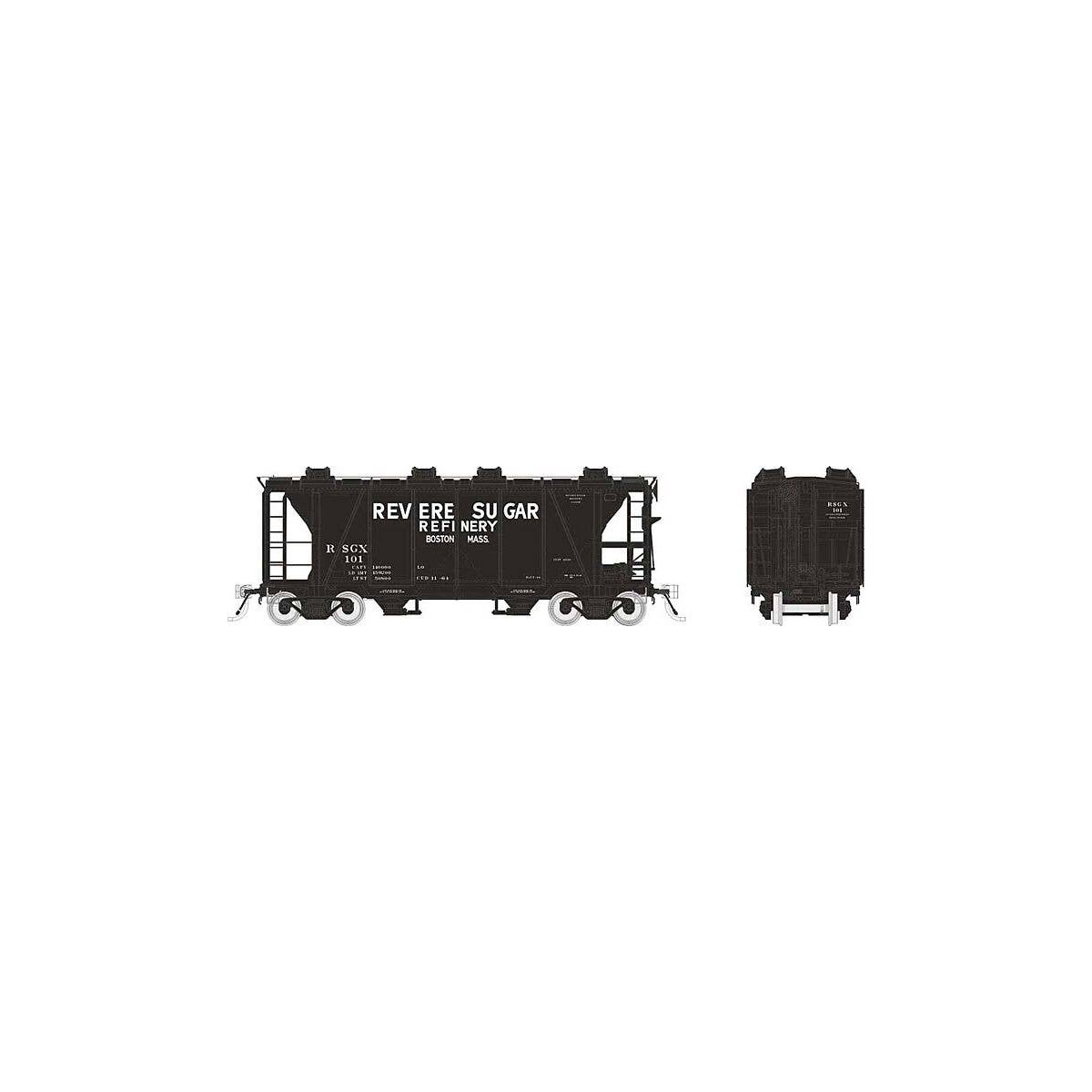 Enterprise 2-Bay Covered Hopper - Ready to Run -- Revere Sugar (1955, black, white), HO, Rapido Trains Inc 149012A