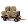 Hay Trailer - Assembled -- With Round Baled Load, HO Busch Gmbh & Co Kg 44930