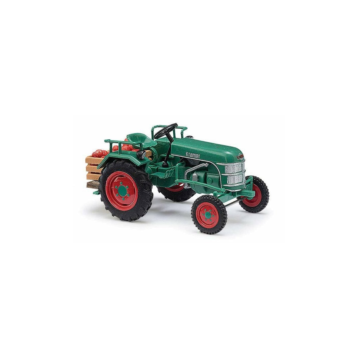 1953 Kramer KL 11 Farm Tractor w/Apple Crate Load - Assembled -- Green, Red, HO Busch Gmbh & Co Kg 40070