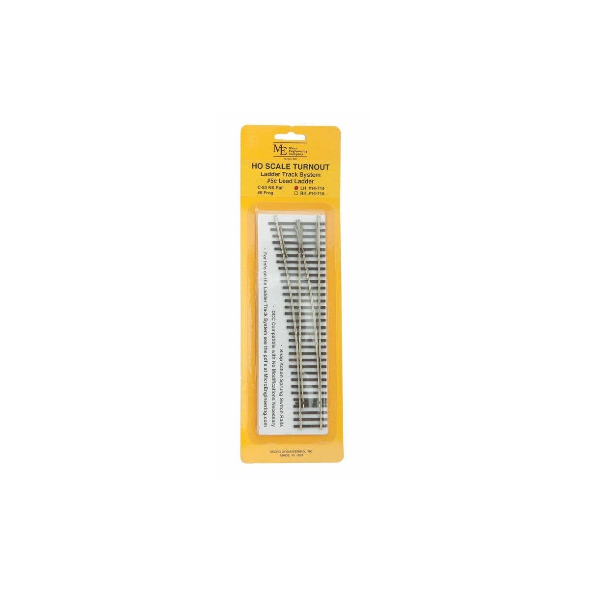 Code 83 Ladder Track System Turnout -- 5c Left Hand Lead Ladder, HO Micro Engineering 14714