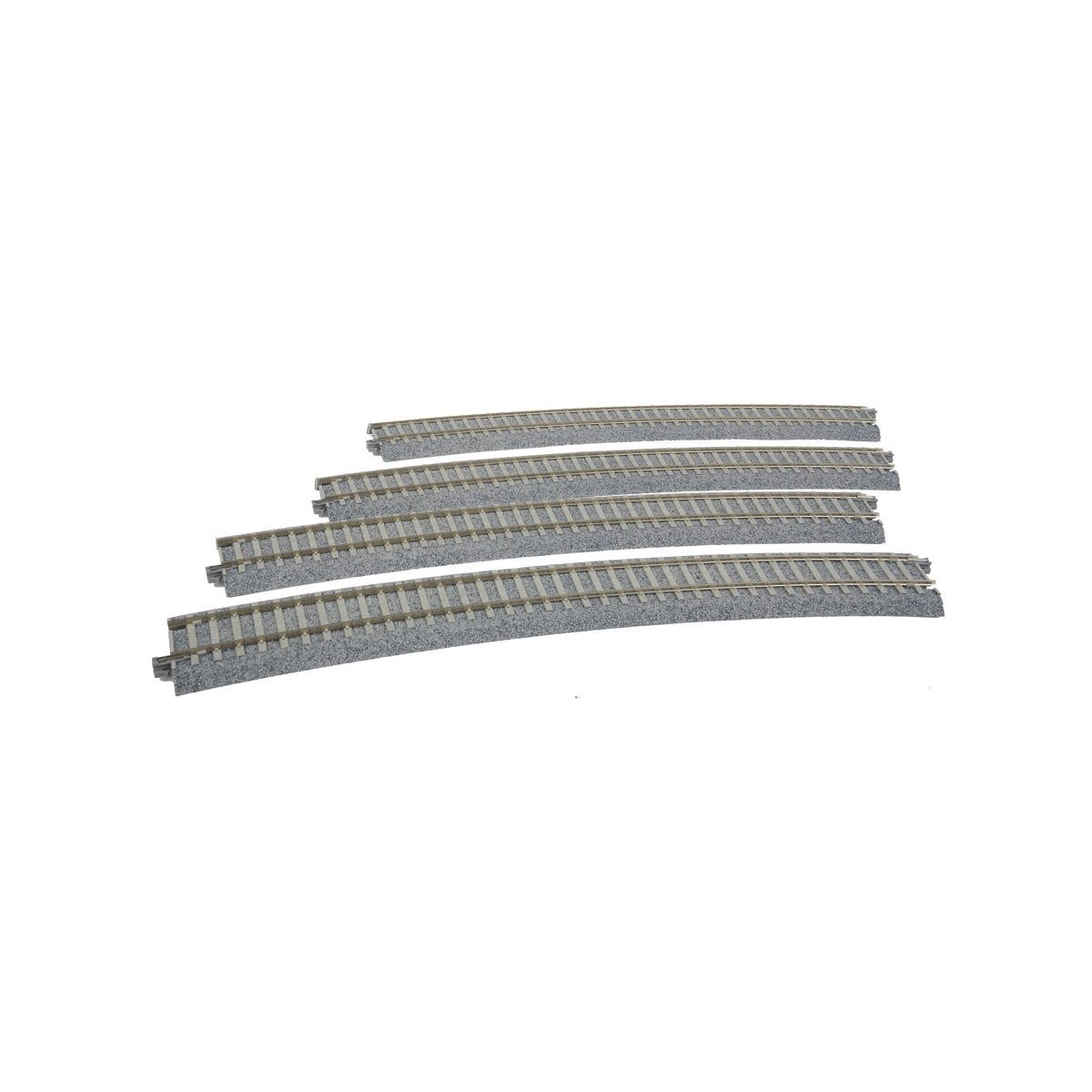 Superelevated Easement Curve Track w/Concrete Ties - Unitrack -- 28-3/4′ 730mm Radius, 22.5 Degree Sections, 1 Each Left & Rig