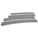 Superelevated Easement Curve Track w/Concrete Ties - Unitrack -- 28-3/4′ 730mm Radius, 22.5 Degree Sections, 1 Each Left & Rig