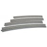 Superelevated Easement Curve Track w/Concrete Ties - Unitrack -- 28-3/4′ 730mm Radius, 22.5 Degree Sections, 1 Each Left & Rig