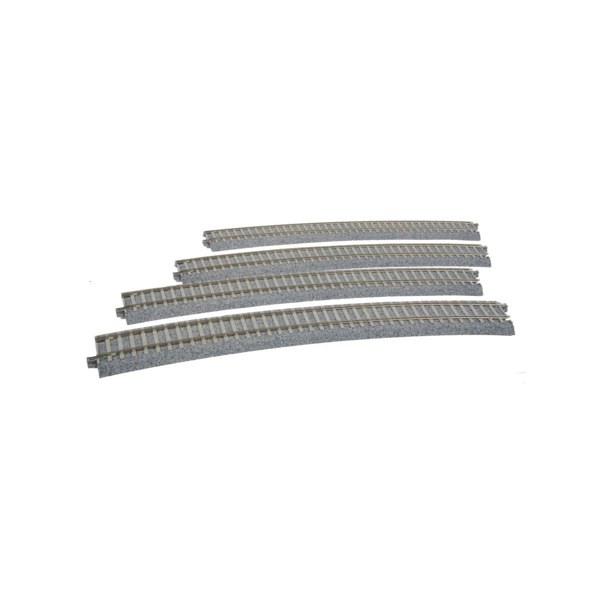 Superelevated Curve Track w/Concrete Ties - Unitrack -- 31-1/8′ 790mm Radius, 22.5 Degree Sections pkg(4), HO Kato USA Inc 225