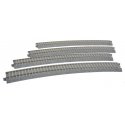 Superelevated Curve Track w/Concrete Ties - Unitrack -- 31-1/8′ 790mm Radius, 22.5 Degree Sections pkg(4), HO Kato USA Inc 225