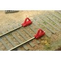 Car Stops -- Unpainted Metal Castings pkg(6), HO, Durango Press 206