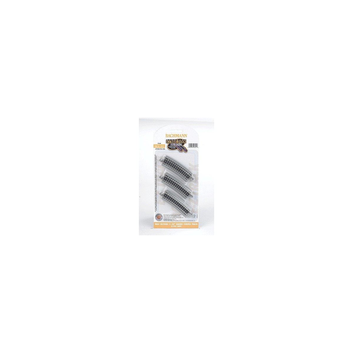 Curved Track w/Nickel Silver Rail & Gray Roadbed - E-Z Track(R) -- 11-1/4′ Radius Half Section pkg(6), N Bachmann Industries 4