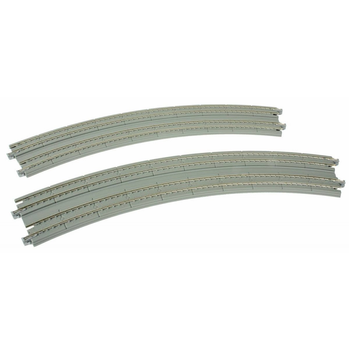 Curved Double Concrete Slab Superelevated Track - Unitrack -- 16-3/8 & 15′ 414 & 381mm, 45-Degree Easements (1 Left, 1 Right),