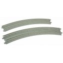 Curved Double Concrete Slab Superelevated Track - Unitrack -- 16-3/8 & 15′ 414 & 381mm, 45-Degree Easements (1 Left, 1 Right),