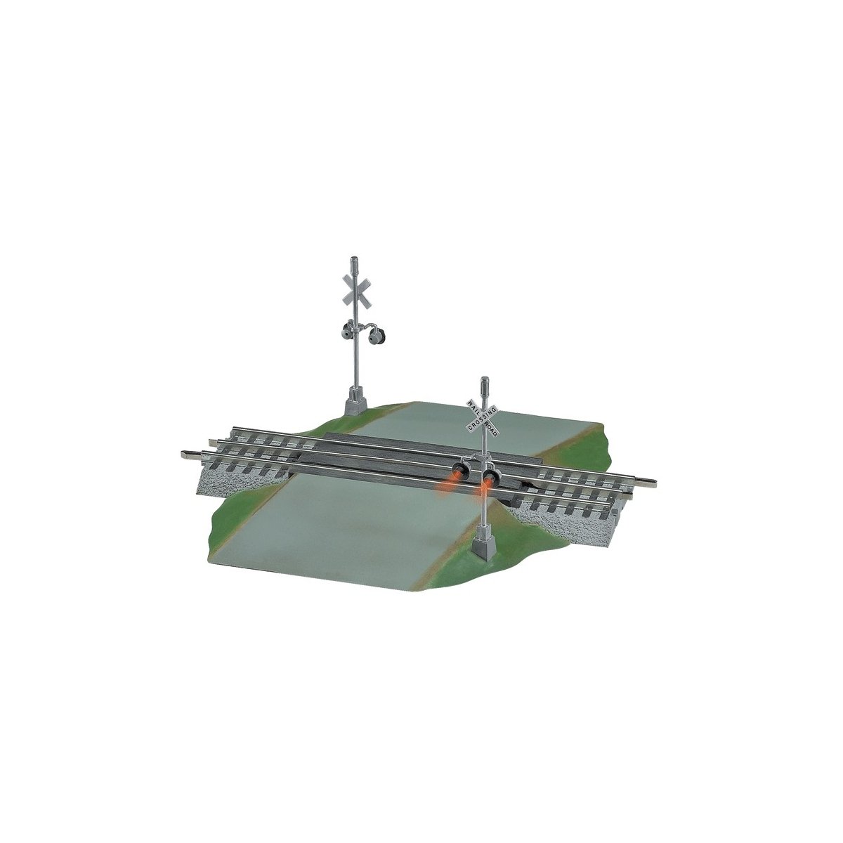 FasTrack(TM) Track w/Roadbed - 3-Rail -- Grade Crossing w/Flashers & Bell - 10′ 25.4cm Straight w/6-1/4′ Wide Road, O Lionel
