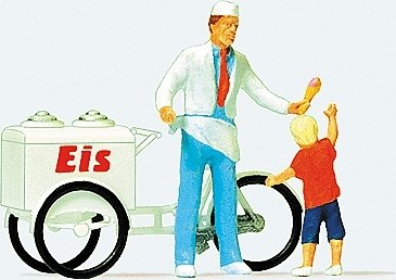 Ice Cream Man & Child, HO, Preiser Kg 28126