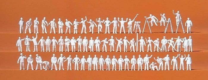 Working People Unpainted Figure Set -- pkg(70), N, Preiser Kg 79009