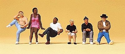 Pedestrians -- People Sitting on Stairs pkg(6), HO, Preiser Kg 10474