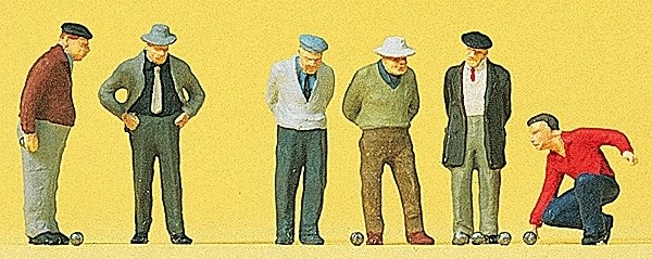 Sports & Recreation -- Lawn Bowling Players pkg(6), HO, Preiser Kg 10508