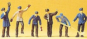 Railroad Personnel -- Railway Yard Workers pkg(6), HO, Preiser Kg 14013