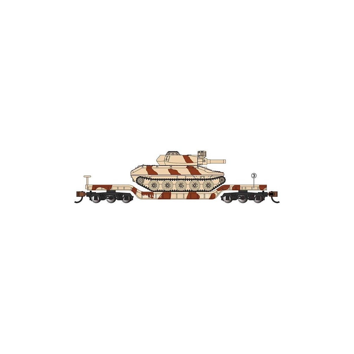 52′ Deressed-Center Flatcar with Sheridan Tank - Ready to Run -- United States Army (Desert Camouf, N, Bachmann Industries 713