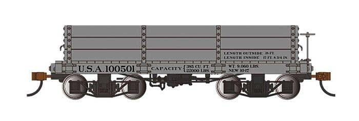18′ Wood Low-Side Gondola 2-Pack - Spectrum(R) -- U.S.A. 100501, 100705 (gray), On30, Bachmann Industries 26532