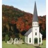 St. Mary′s Church -- 1-3/16 x 2-5/8 x 4-3/16′ 2.9 x 6.5 x 10.4cm w/Cemetery, Headstones & Fenc, Z Micro Structures 229700