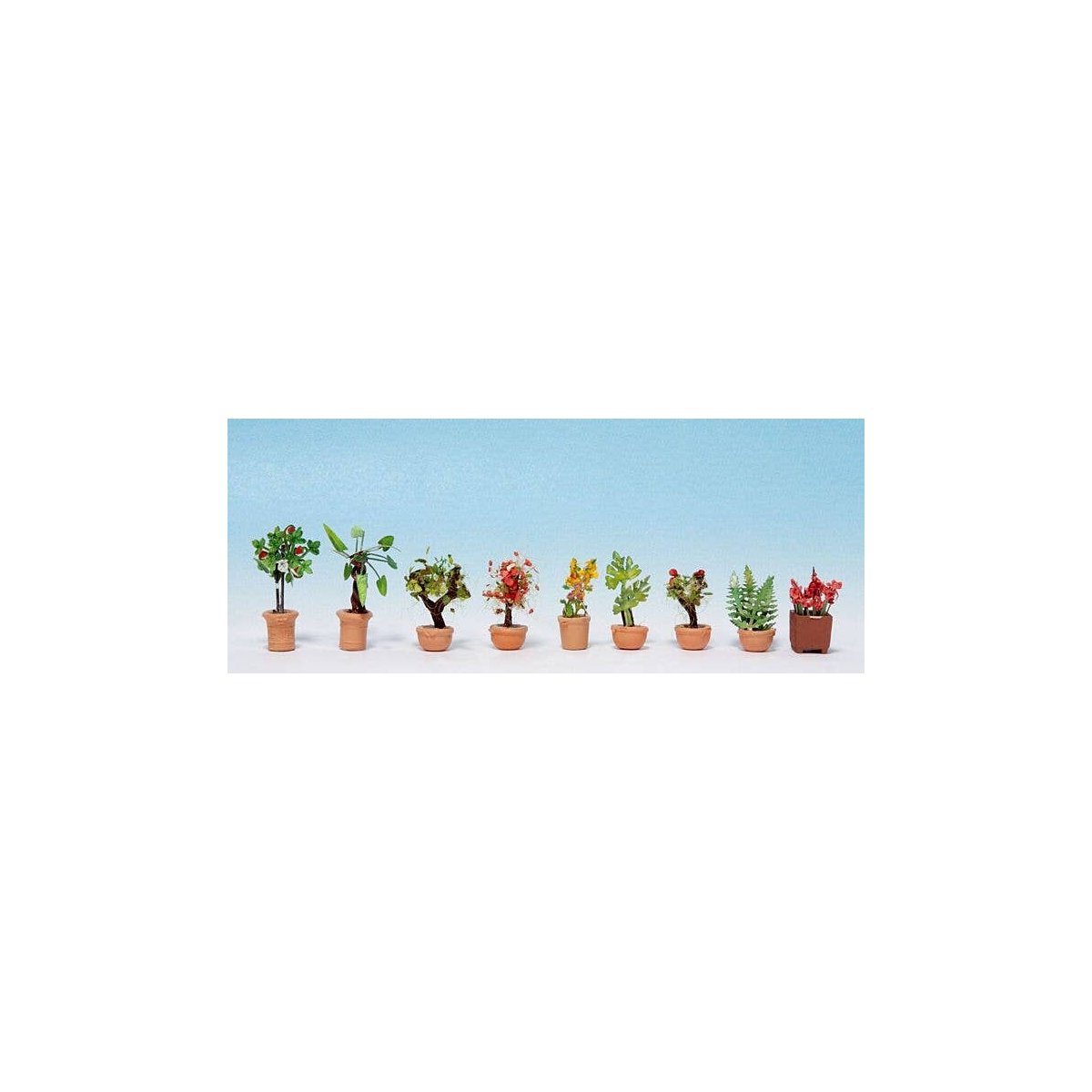 Ornamental Plants in Flower Pots -- Set 2 pkg(9), N, Noch Gmbh & Co 14082