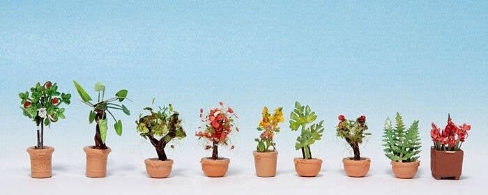 Ornamental Plants in Flower Pots -- Set 2 pkg(9), N, Noch Gmbh & Co 14082