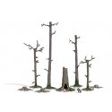 Fox Burrow - Action Set -- 6 Foxes, 1 Hollow Stump, 4 Barren Trees, 3 Stumps, HO, Busch Gmbh & Co Kg 7989