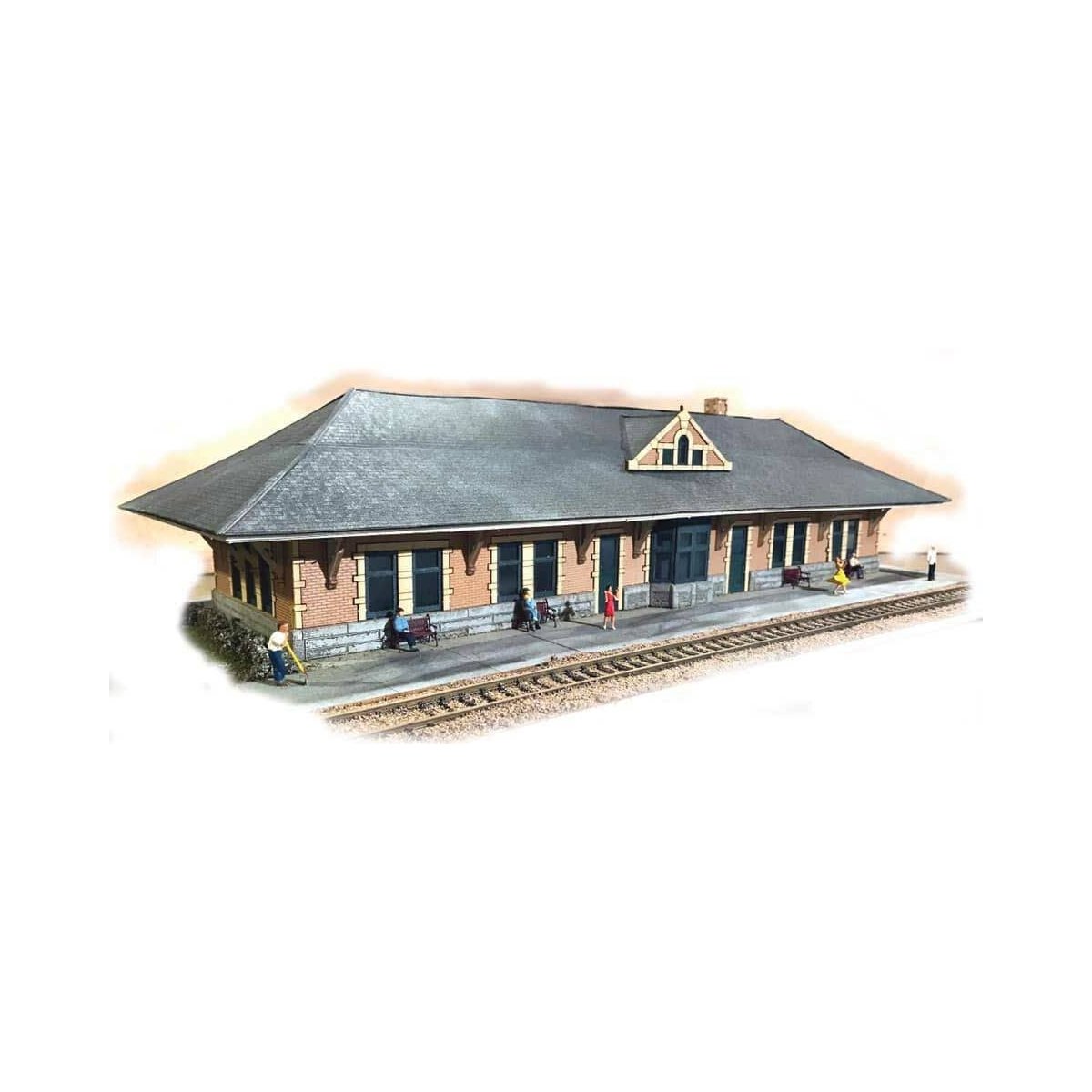 Lines West Station -- Laser-Cut Kit - 9-3/4 x 3-1/2 x 2-1/2′ 24.8 x 8.9 x 6.4cm, N The N Scale Architect 10049