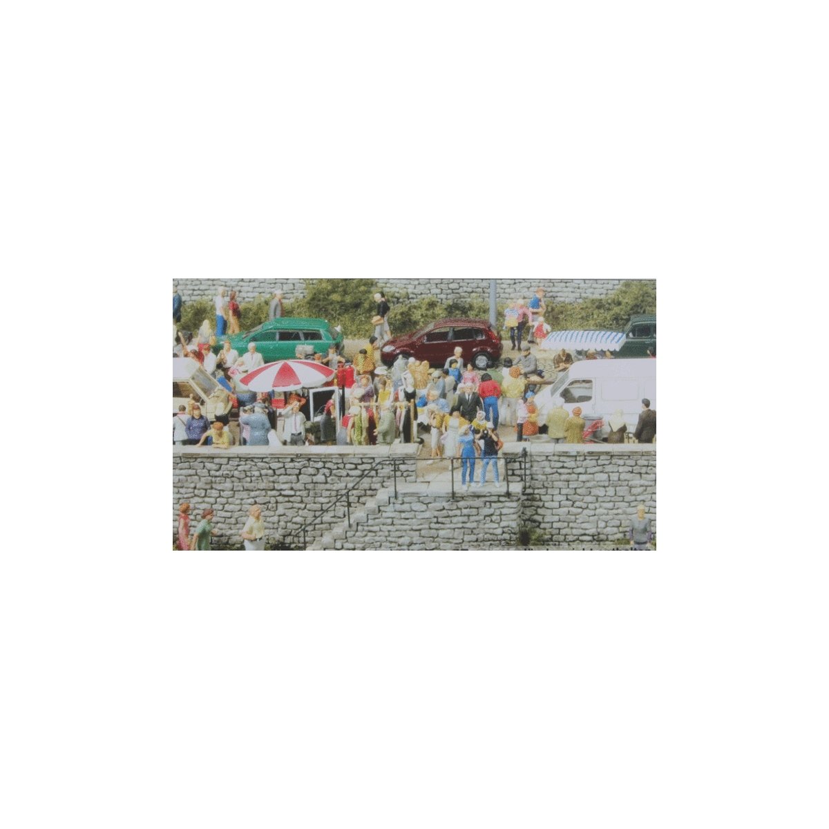 Cut Stone Walls, Stairs & Sidewalk -- Kit, HO, Preiser Kg 18219