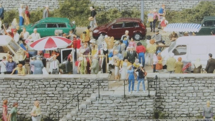 Cut Stone Walls, Stairs & Sidewalk -- Kit, HO, Preiser Kg 18219