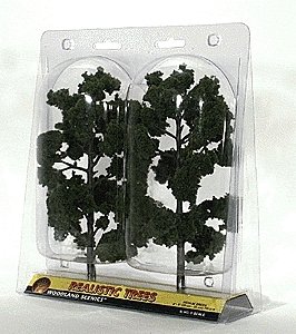 Ready-Made `Realistic Trees` - Deciduous - 8 to 9` 20.3 to 22.9cm pkg(2) -- Medium Green, All Scales, Woodland Scenics 1519