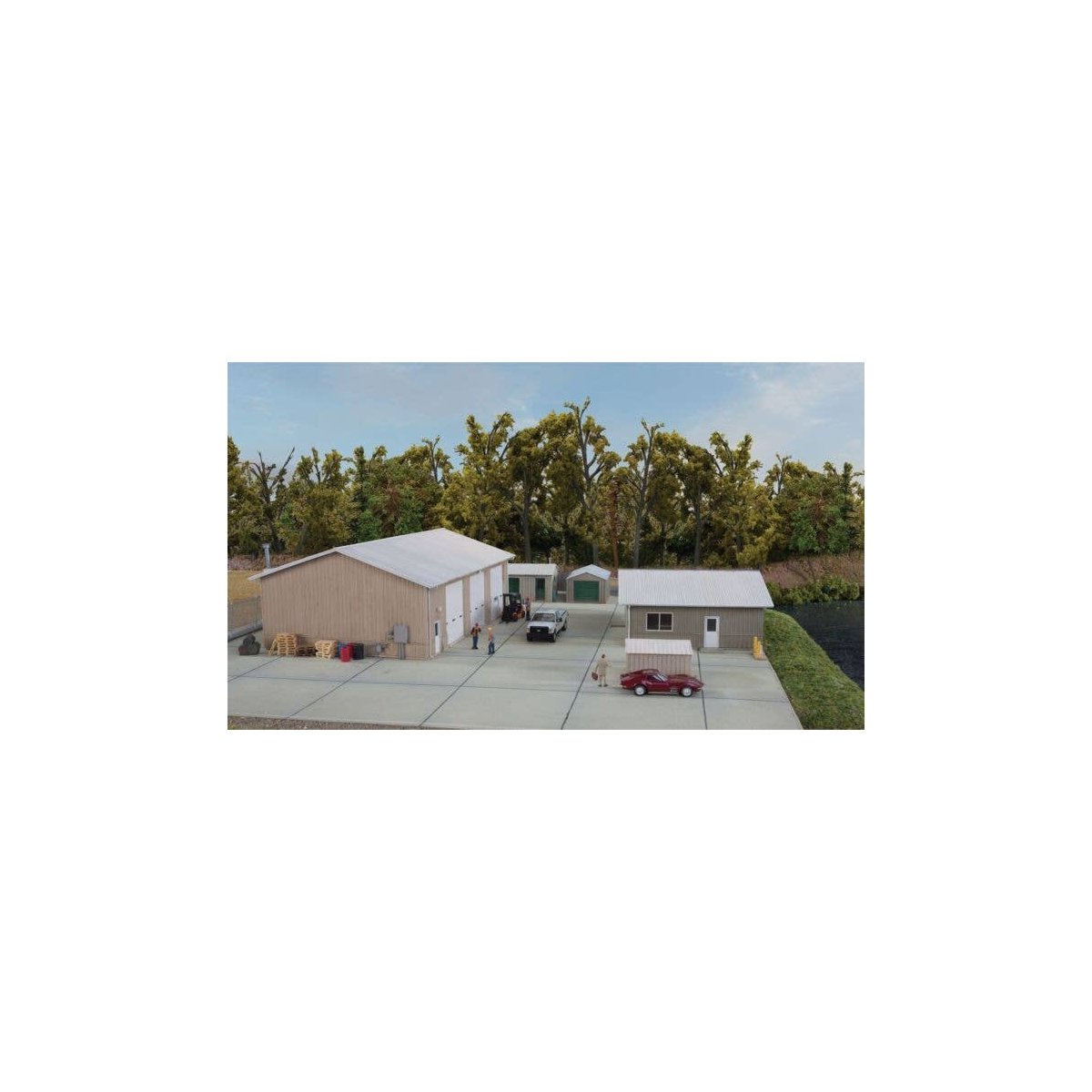 Vehicle Maintenance Facility -- Kit - Set of five buildings, HO, Walthers Cornerstone 4122